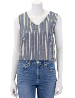 Celestine Sleeveless Blouse in Denim Blue Stripe