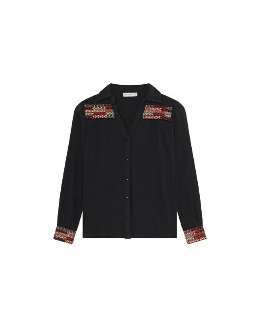 Amrit Blouse In Black with Red Embroidery