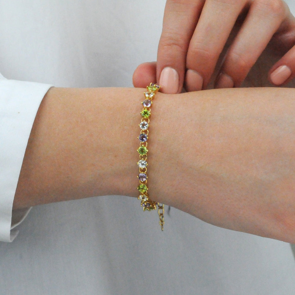 Gold Vermeille Suffragette Tennis Bracelet