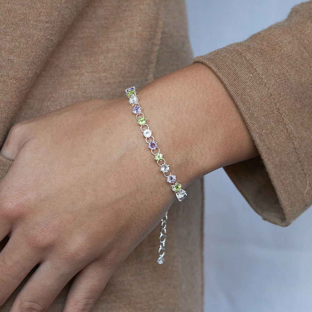 Silver Suffragette Tennis Bracelet