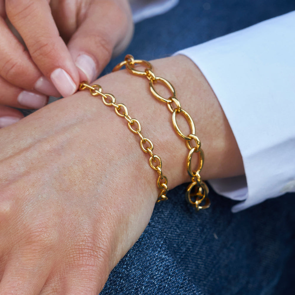 Gold Vermeil Raindrop Handmade Link Bracelet