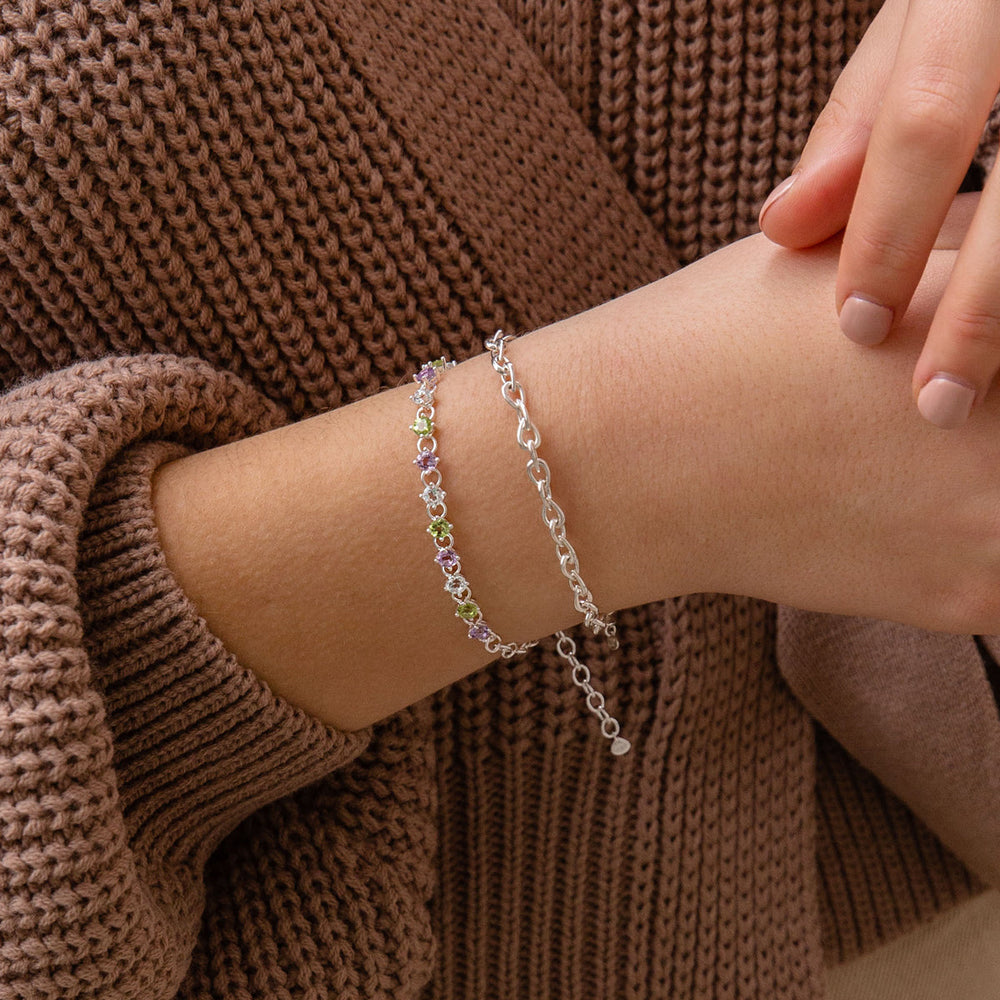 Silver Raindrop Handmade Link Bracelet