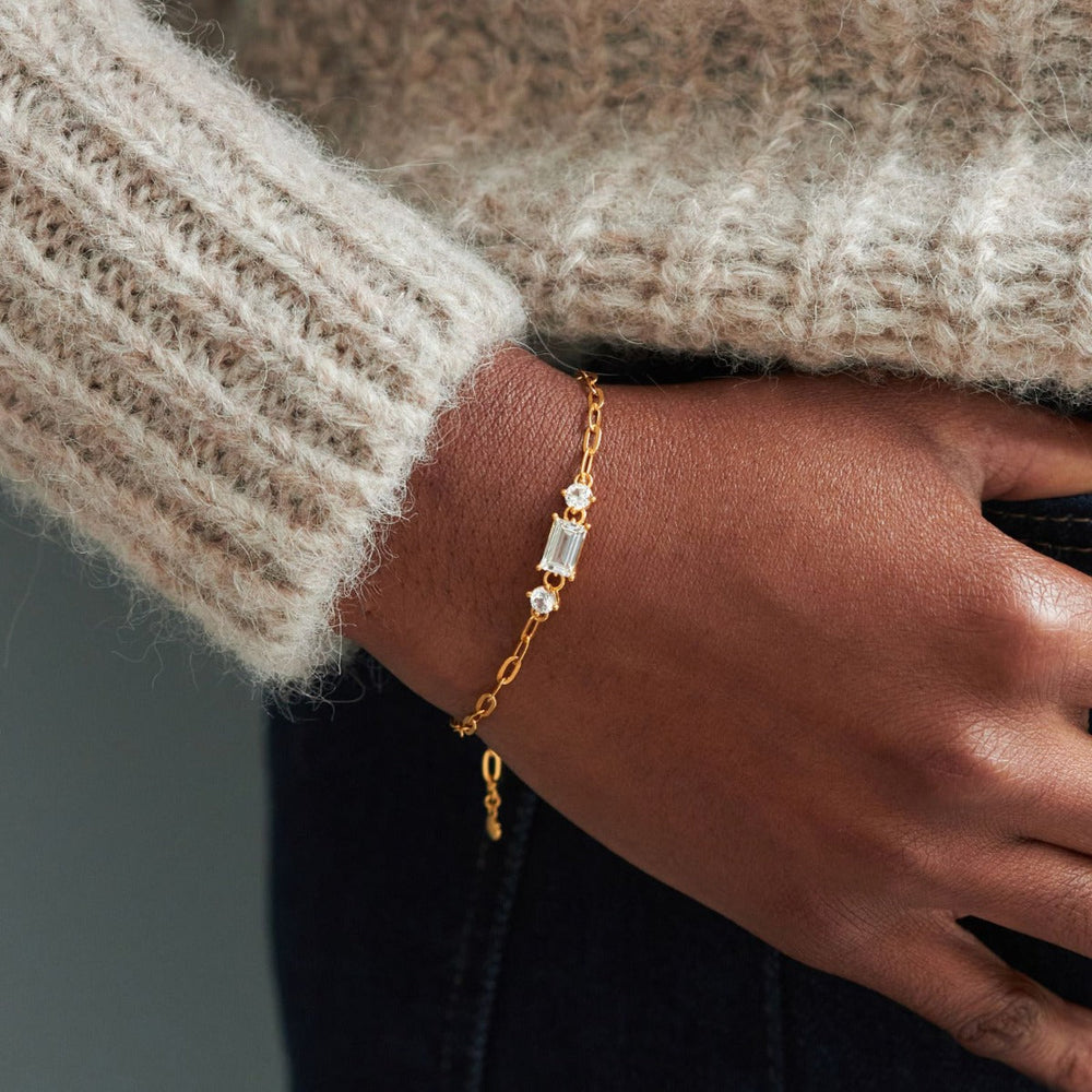 Gold Vermeil White Sapphire Gem-Set Bracelet