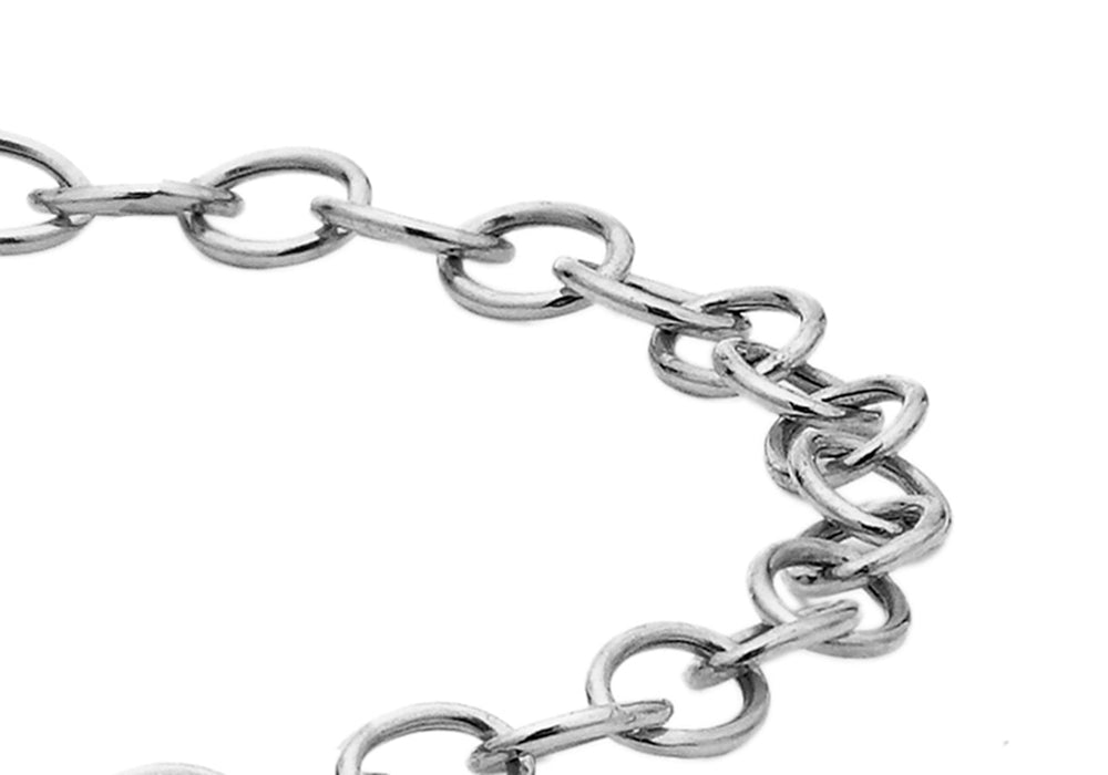Silver Heart & T-bar Rolo  Chain Bracelet