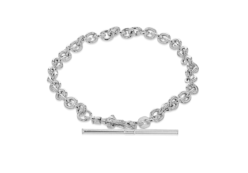 Silver T-bar Rolo Chain Bracelet