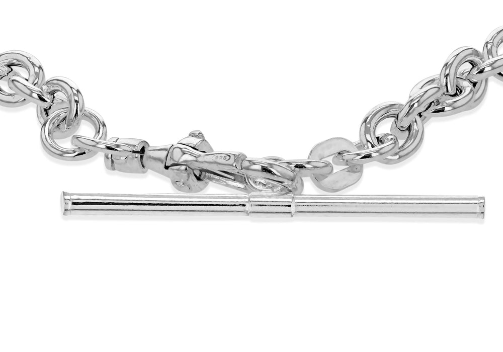 Silver T-bar Rolo Chain Bracelet