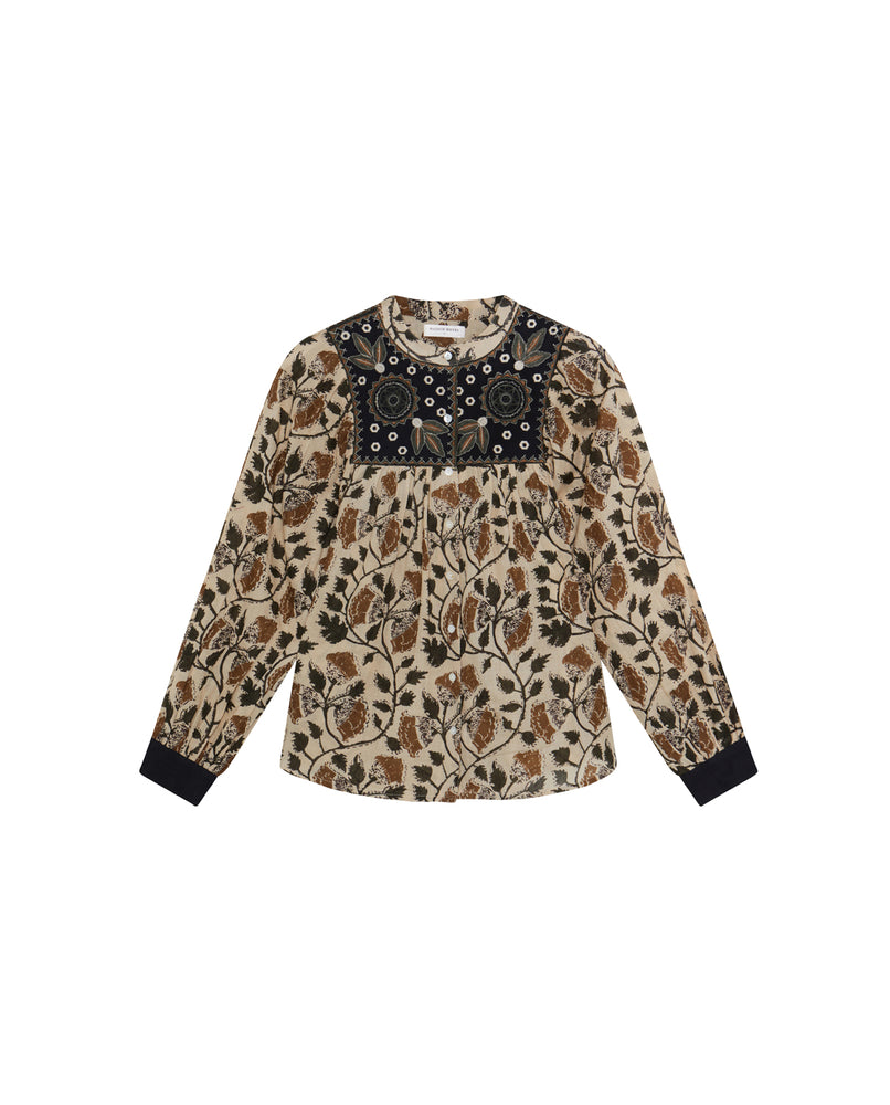 Amelia Blouse In Khaki Forest