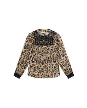 Amelia Blouse In Khaki Forest