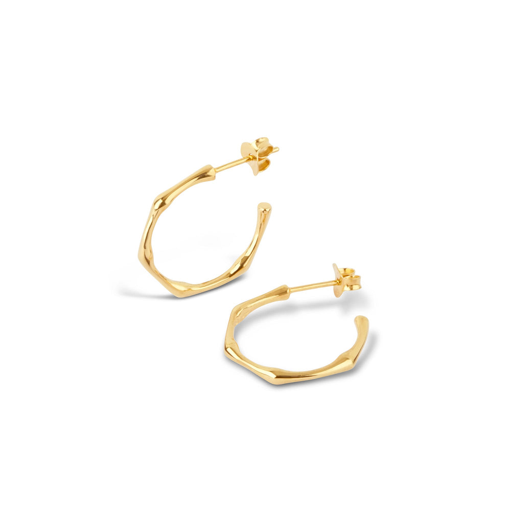 Gold Vermeil Slim Medium Bamboo Hoops
