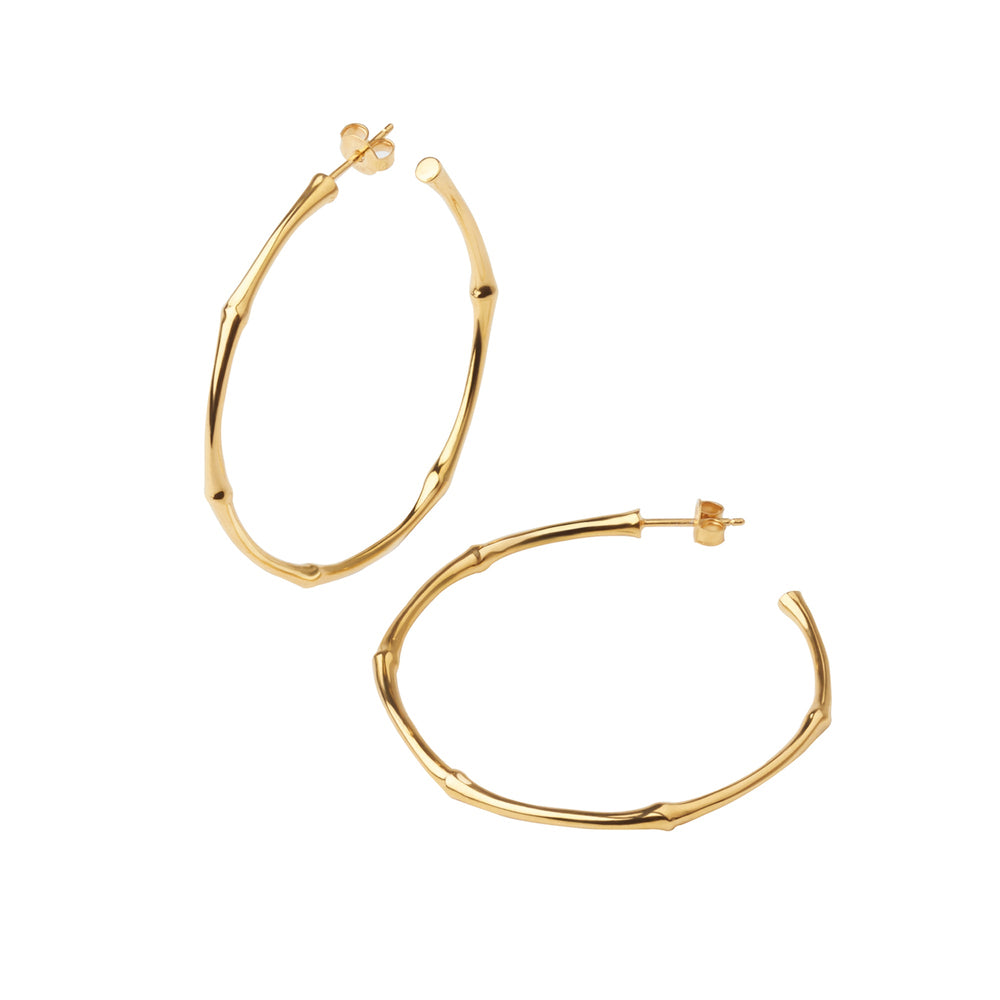 Gold Vermeil Large Bamboo Hoops