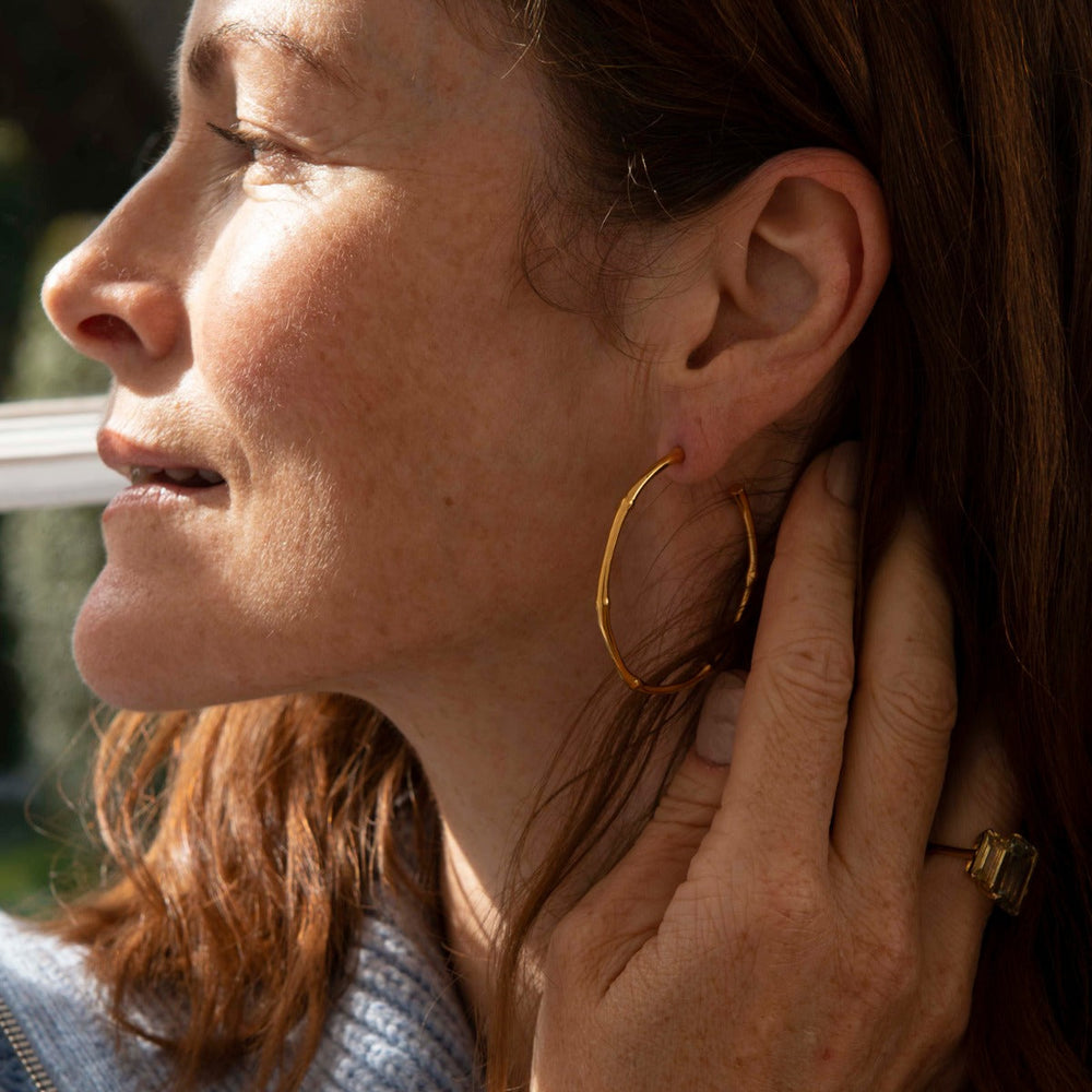 Gold Vermeil Large Bamboo Hoops