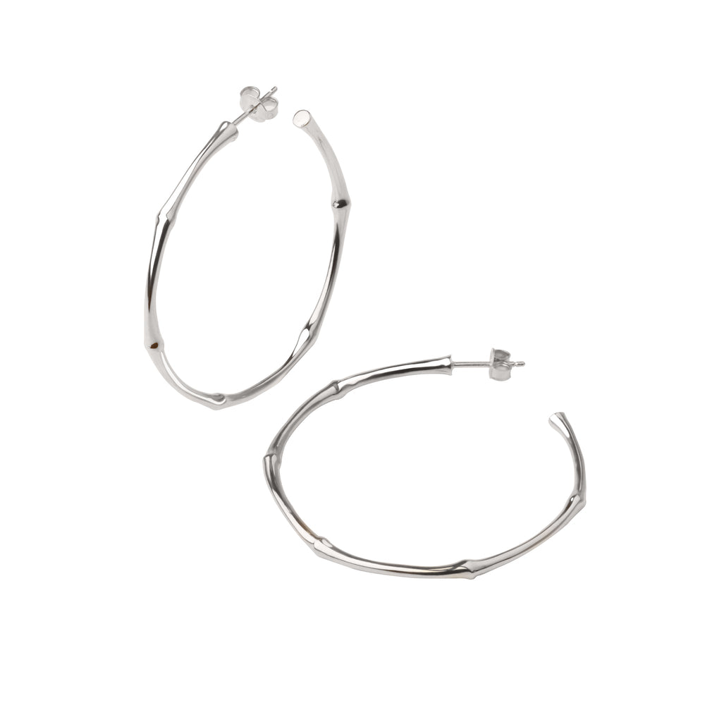 Silver Large Bamboo Hoops
