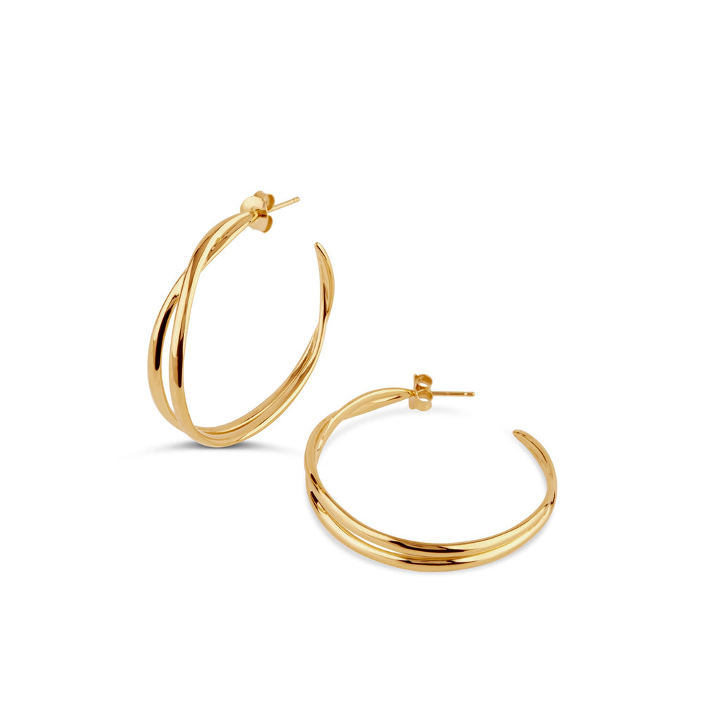 Gold Vermeil Twist Medium Double Hoop Earrings