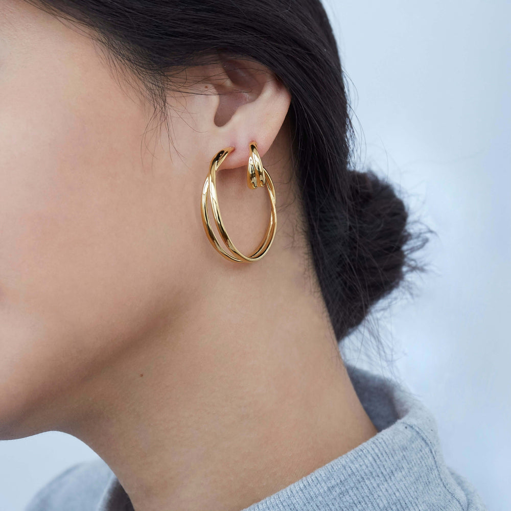 Gold Vermeil Twist Medium Double Hoop Earrings