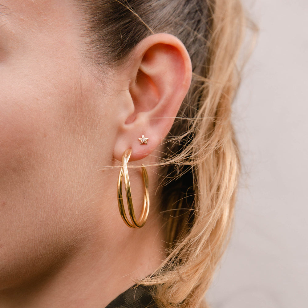 Gold Vermeil Twist Medium Double Hoop Earrings