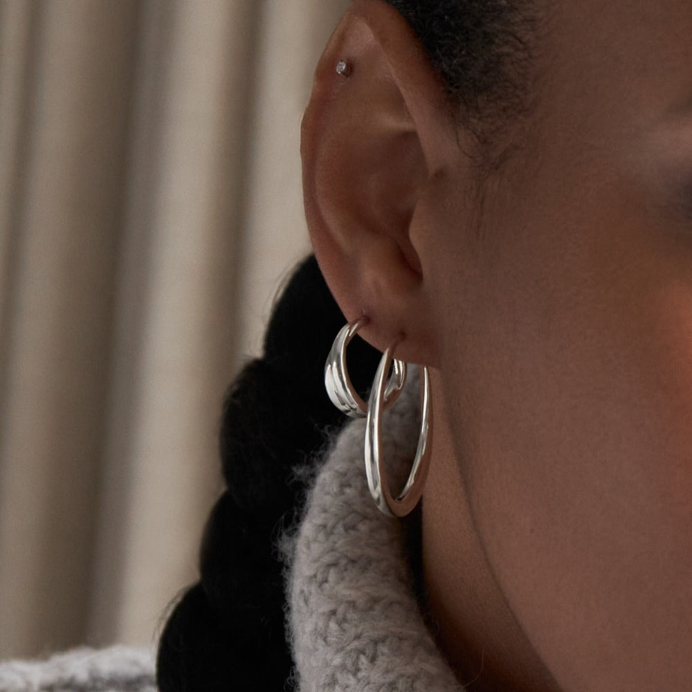 Silver Twist Small Hoops