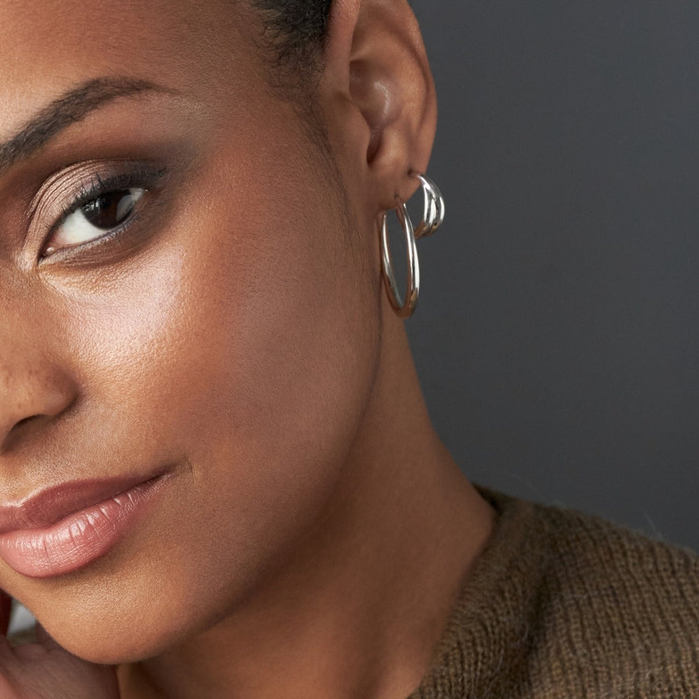 Silver Twist Small Hoops