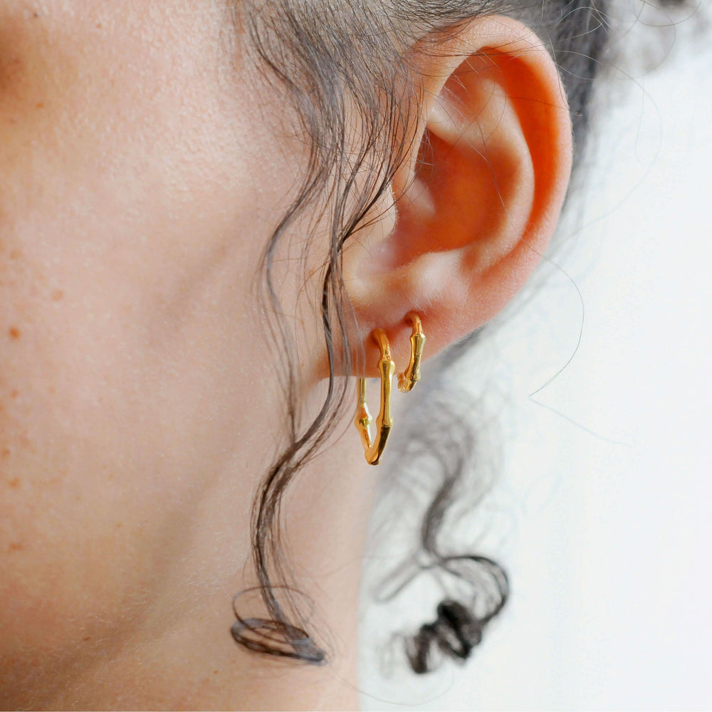 Gold Vermeil Mini Bamboo Hoops