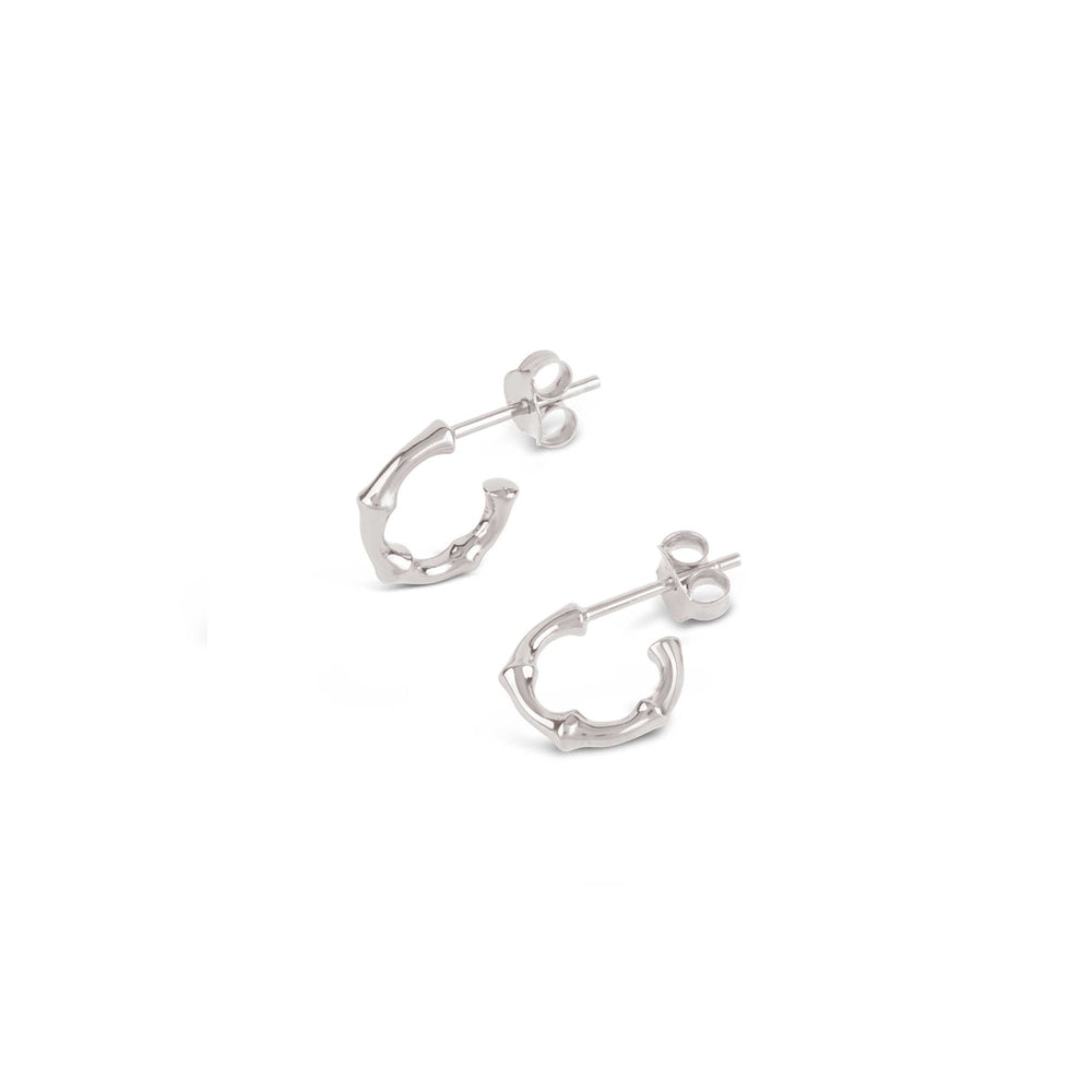 Silver Mini Bamboo Hoops