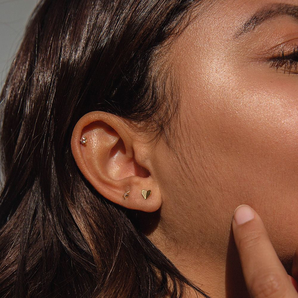 Gold Vermeil Bijou Folded Heart Studs