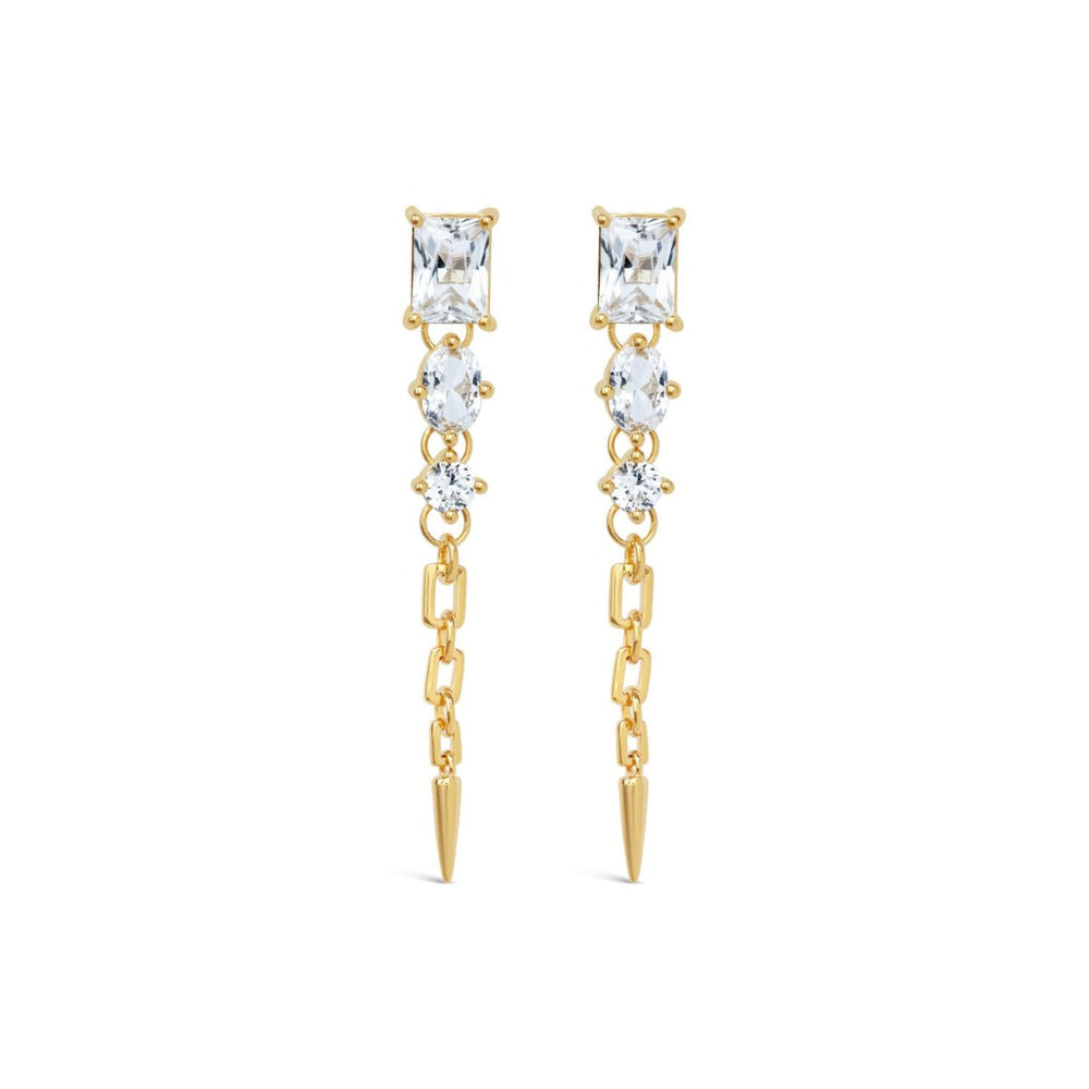 Gold Vermeil White Sapphire Gem-Set Flexible Column Earrings