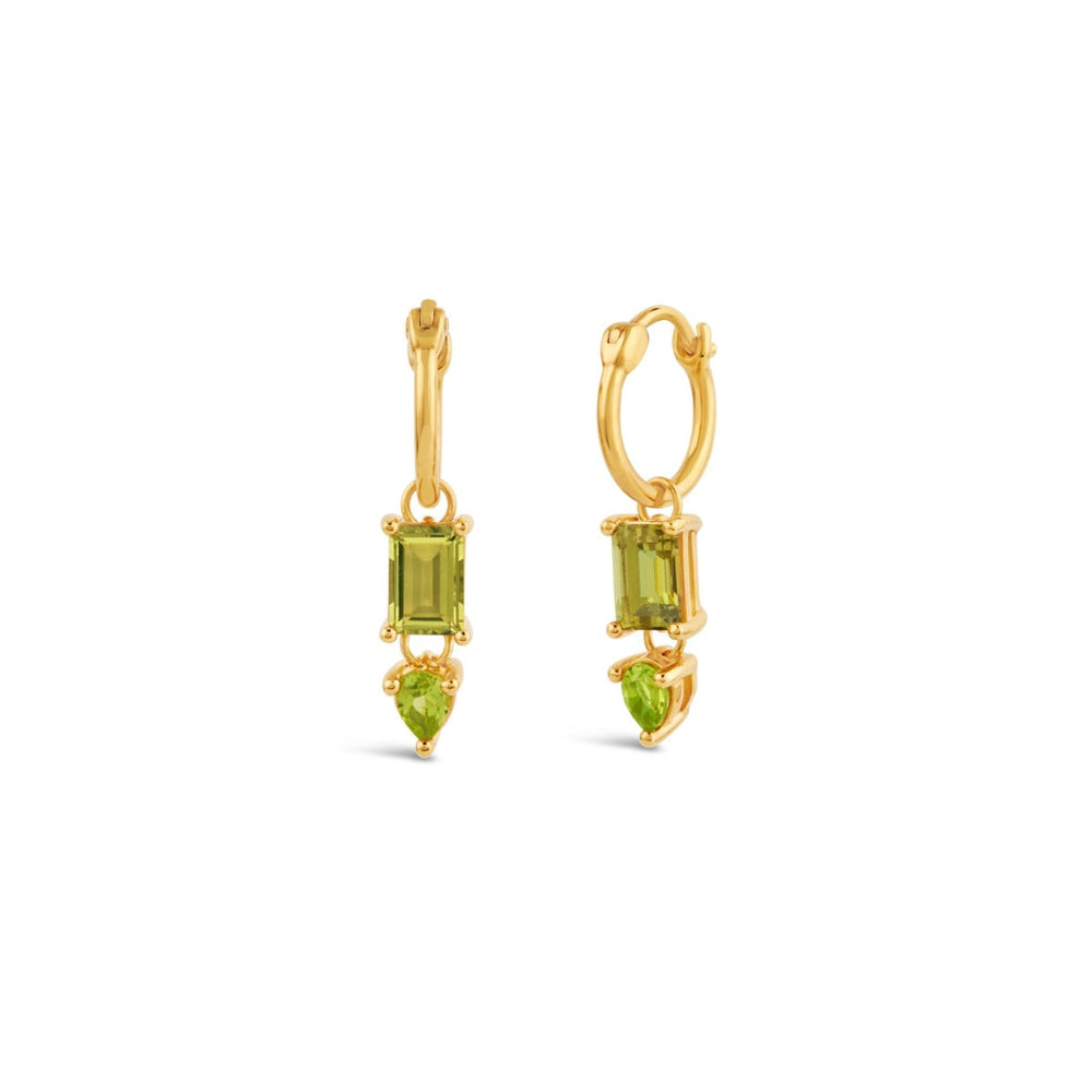 Gold Vermeil Olive Quartz Gem-Set Drop Earrings