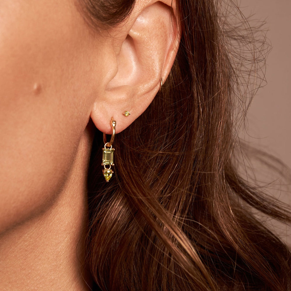 Gold Vermeil Olive Quartz Gem-Set Drop Earrings
