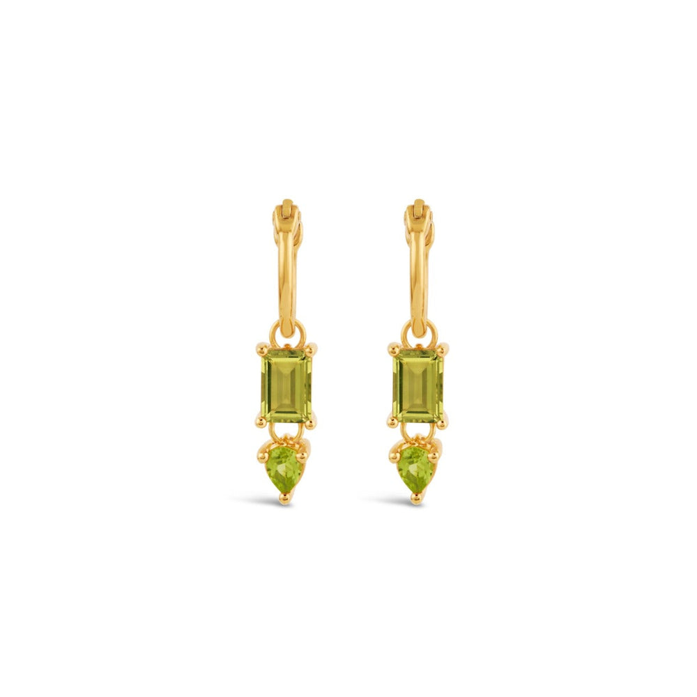 Gold Vermeil Olive Quartz Gem-Set Drop Earrings