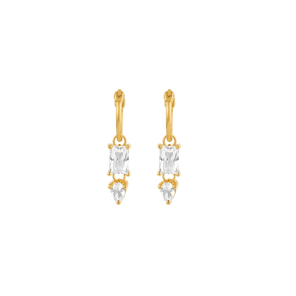 Gold Vermeil White Sapphire Gem-Set Drop Earrings