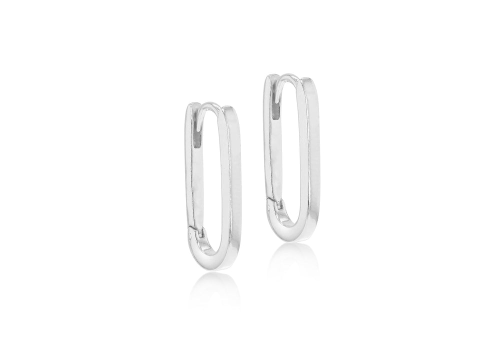 Silver Rectangular Hoop Earrings