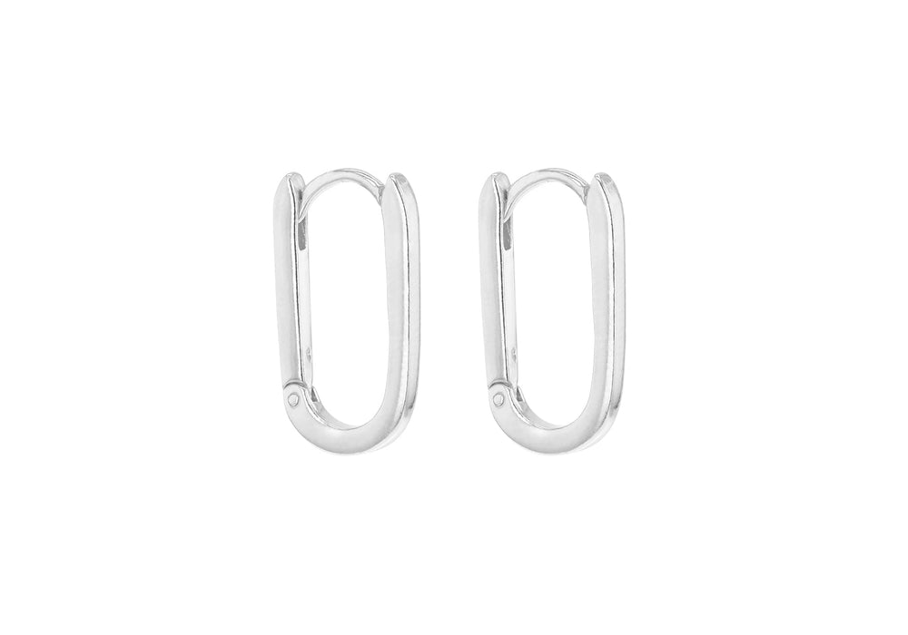 Silver Rectangular Hoop Earrings