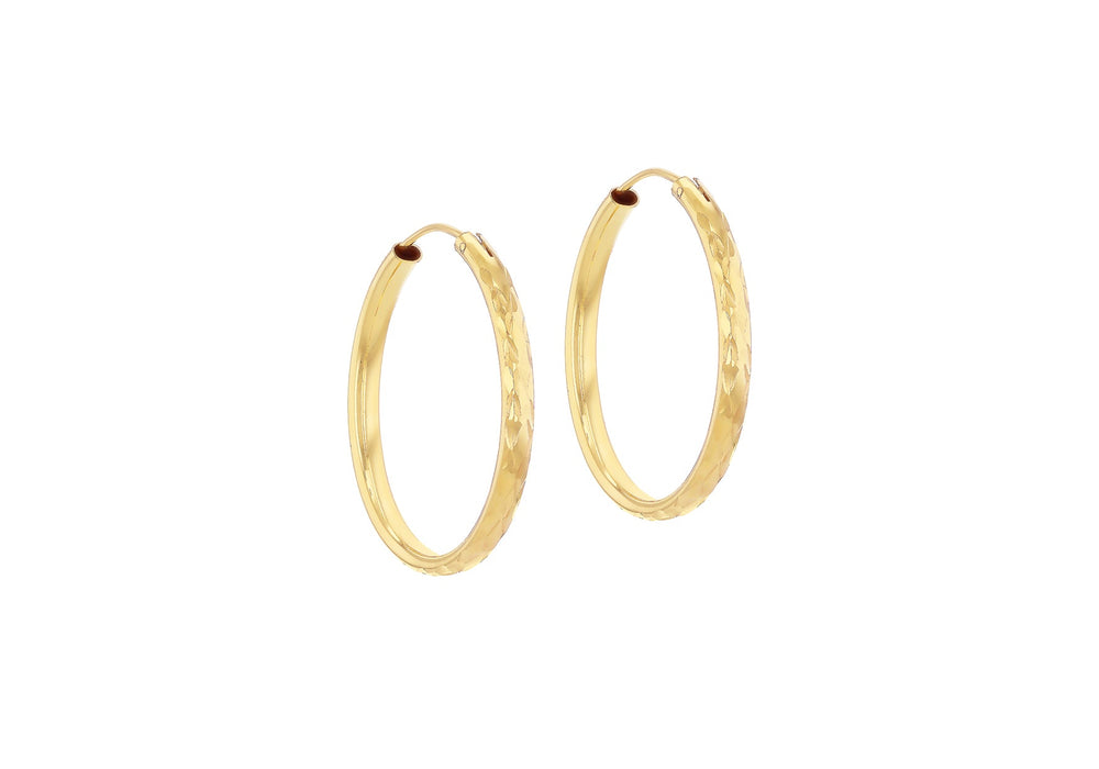 Gold Vermeil Diamond-Cut Sleeper Hoop Earrings
