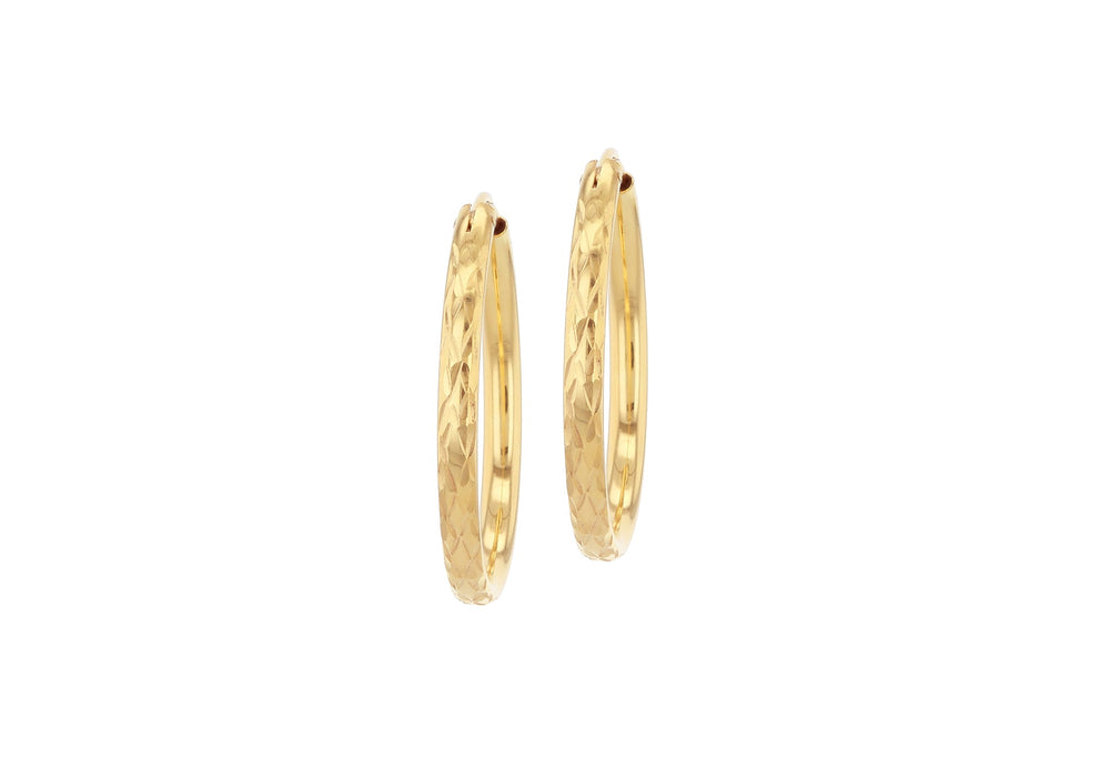 Gold Vermeil Diamond-Cut Sleeper Hoop Earrings