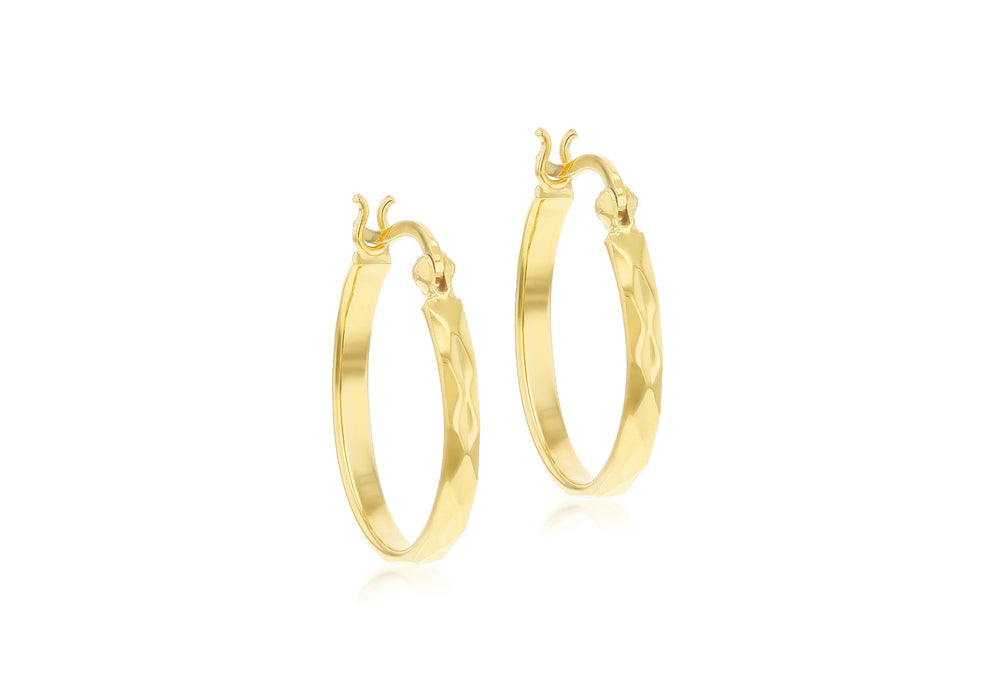 Gold Vermeil Diamond-Cut Creole Hoop Earrings