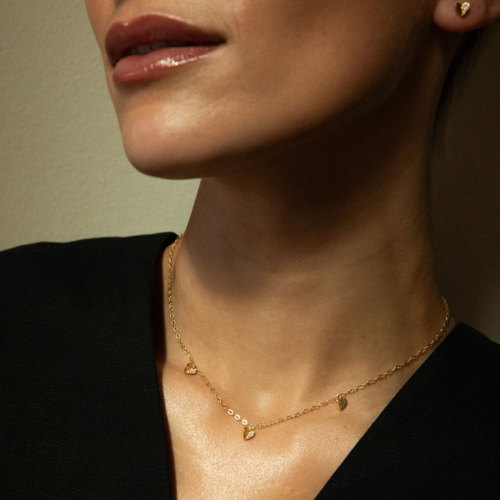 9ct Folded Heart Lab-Created Diamonds Necklace