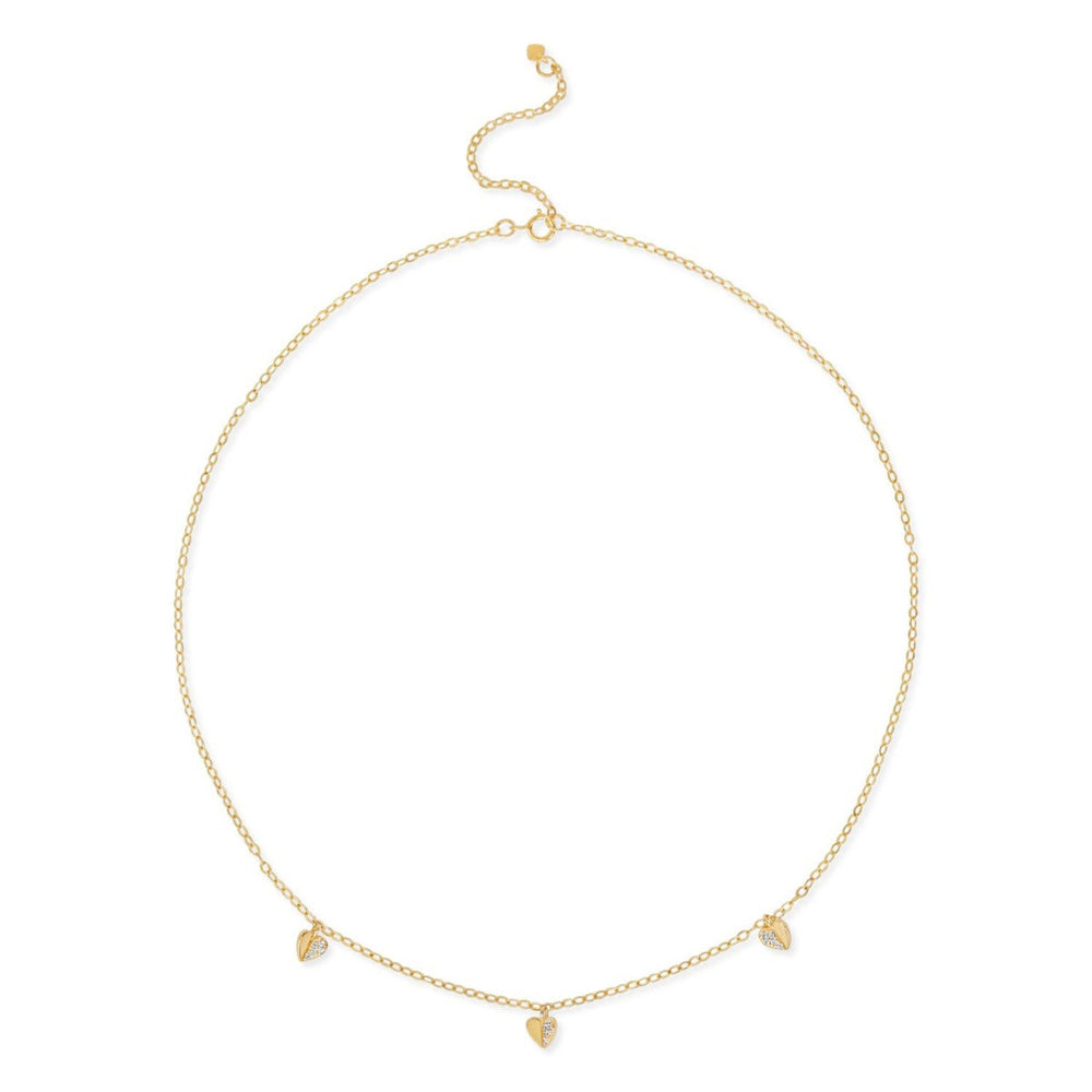 9ct Folded Heart Lab-Created Diamonds Necklace