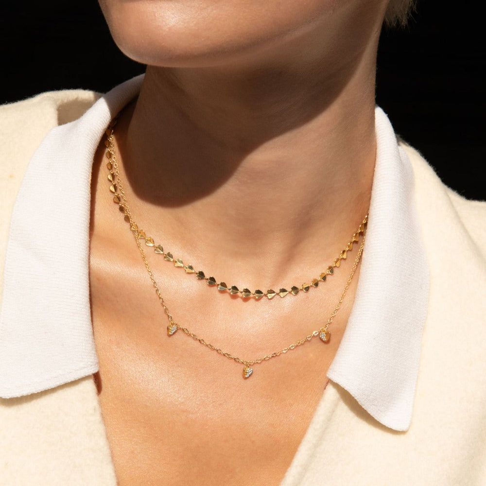 9ct Folded Heart Lab-Created Diamonds Necklace