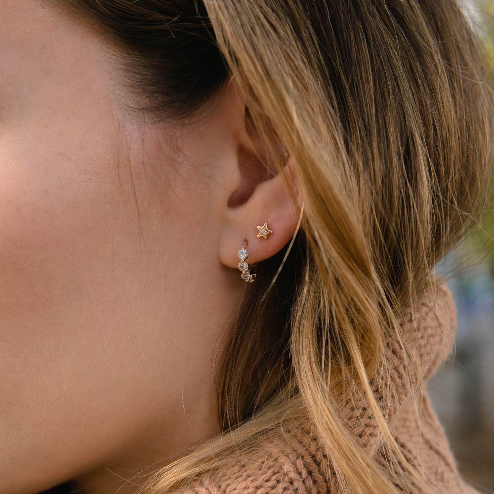 9ct Recycled Gold Bijou Mini Star Stud - white or yellow gold