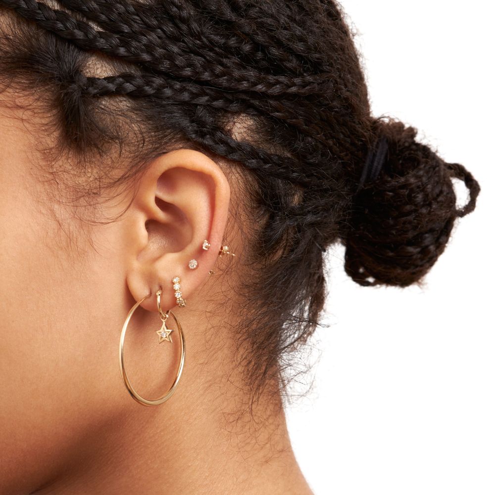 9ct Recycled Gold Bijou Star Hoops