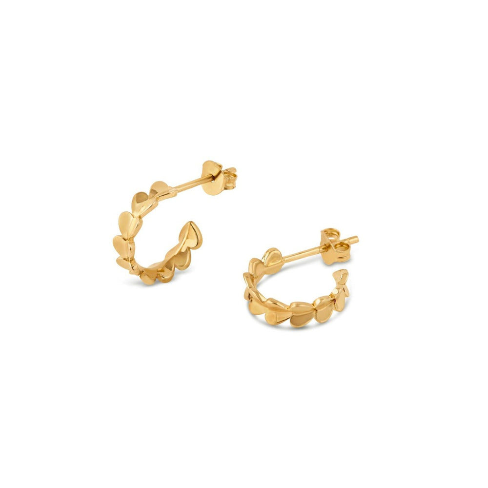 9ct Folded Heart Linear Hoops