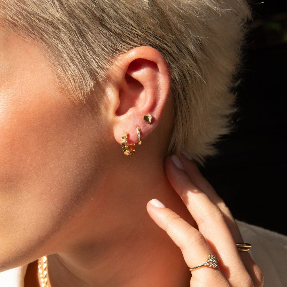 9ct Folded Heart Linear Hoops