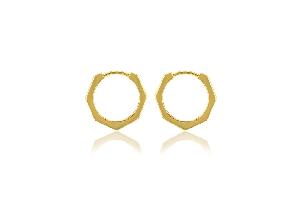 9ct Hexagon Huggie Hoops