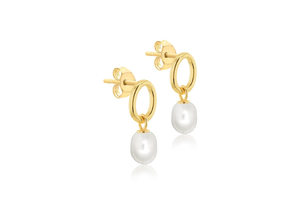 9ct Oval Baroque Pearl Drop Studs