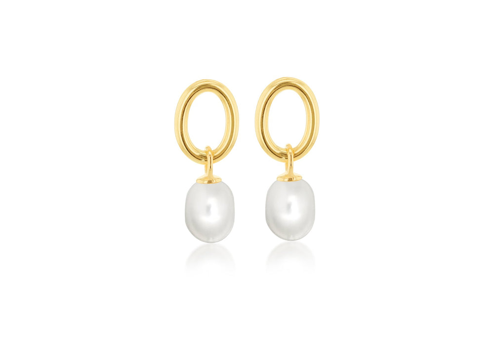 9ct Oval Baroque Pearl Drop Studs
