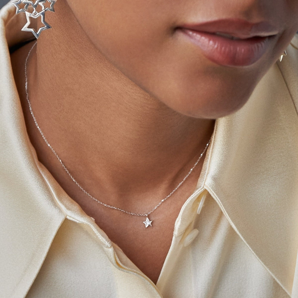 9ct Recycled Gold Bijou Star Pendant - white or yellow gold