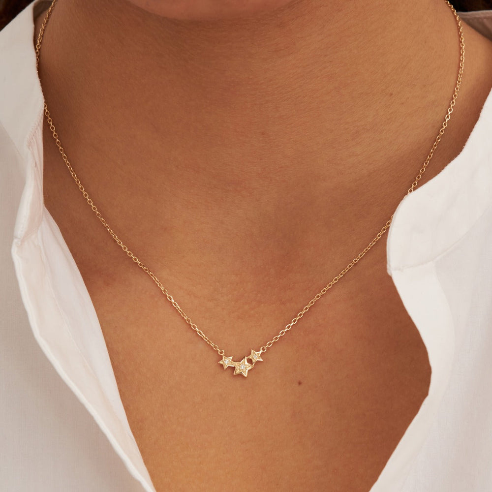 14ct Bijou Diamond Triple Star Pendant