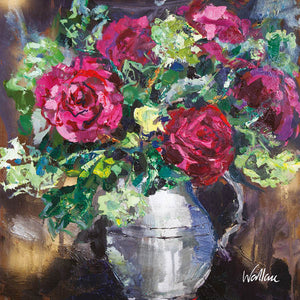 Claret Roses an Pewter Jug: Pack of 6 greeting cards