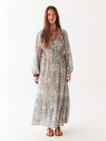 Flora Dress in Purple Paradise Hawaiian Blue Print