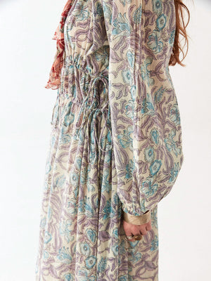 Flora Dress in Purple Paradise Hawaiian Blue Print