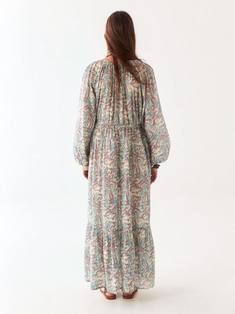 Flora Dress in Purple Paradise Hawaiian Blue Print